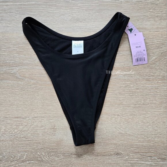 Wild Fable Womens Mid Rise Super Cheeky Bikini Bottom Black Small New With Tags - Picture 1 of 16